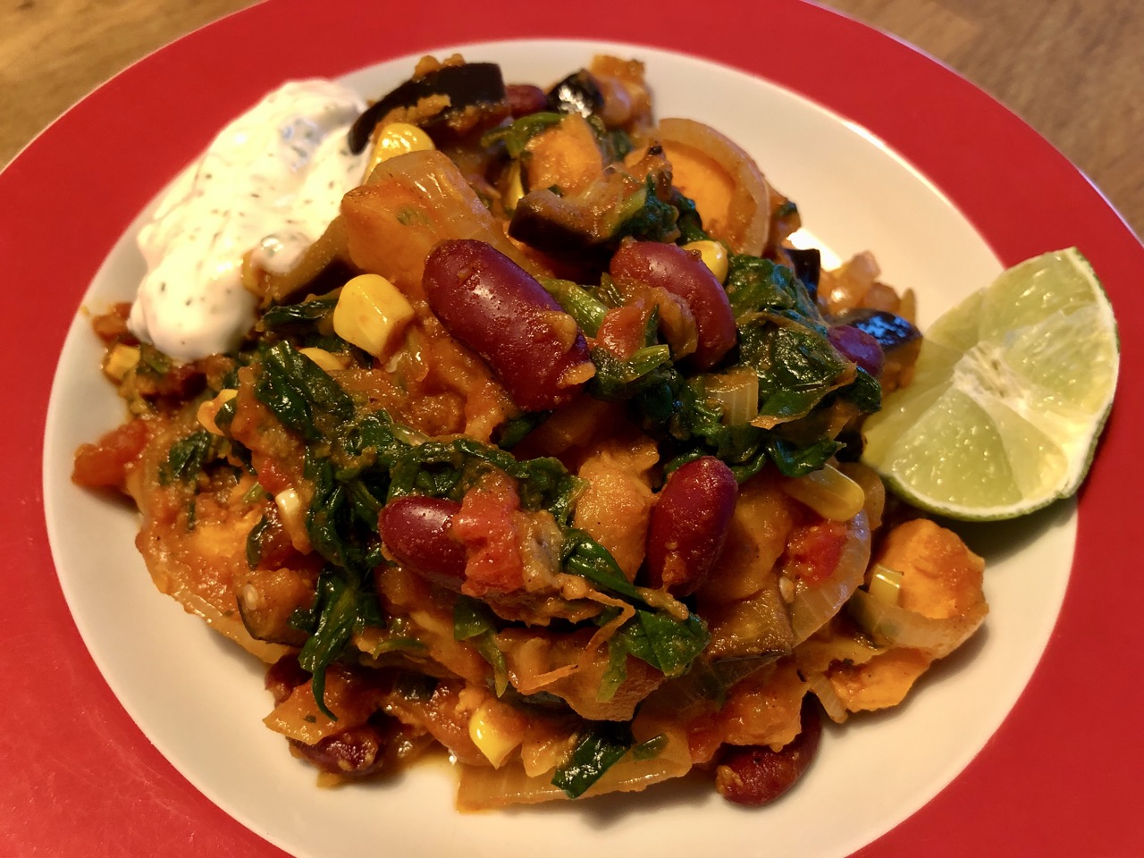 Süßkartoffel-Spinat-Chili